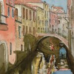 JS Venice Canal Reflections Watercolour pastel by John Simmons