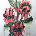 Sturt Desert Pea Abstract by Elizabeth Collins